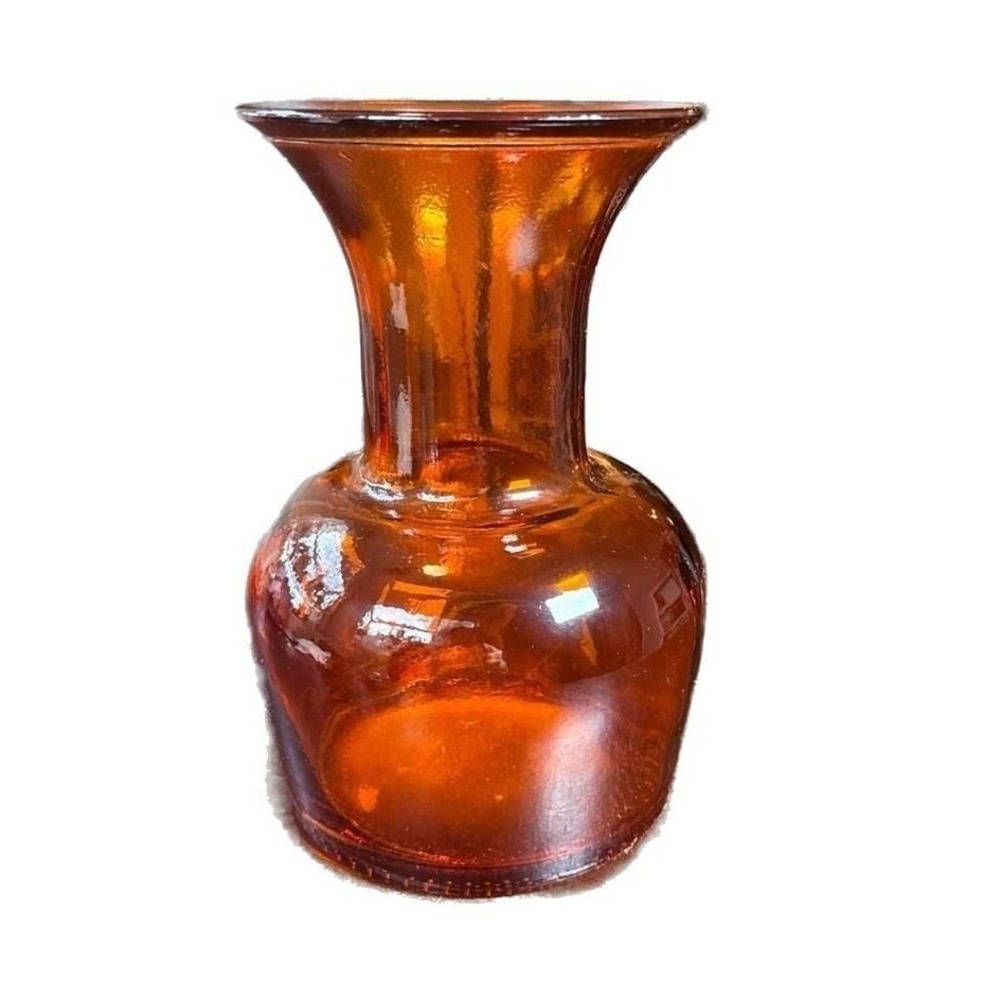 Vintage Vidrios San Miguel Orange Recycled Glass Vase Made in Spain